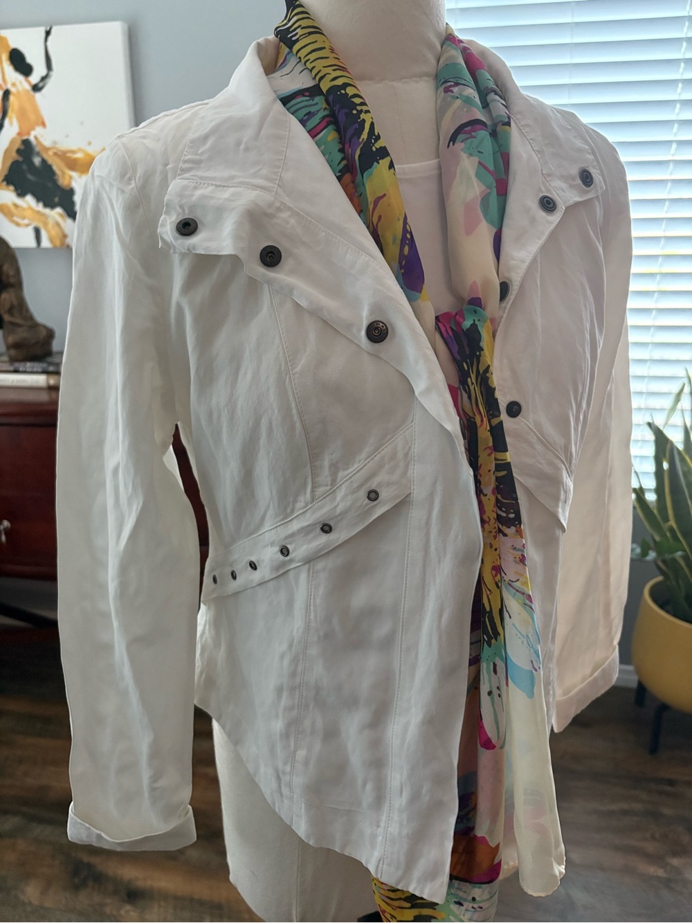 Sarah Pacini White Jacket with Stud Details